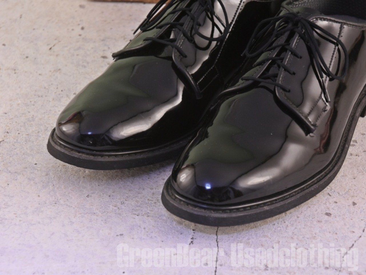 B868 USA製 BATES 米軍サービスシューズ エナメル ワイズ細め 黒 