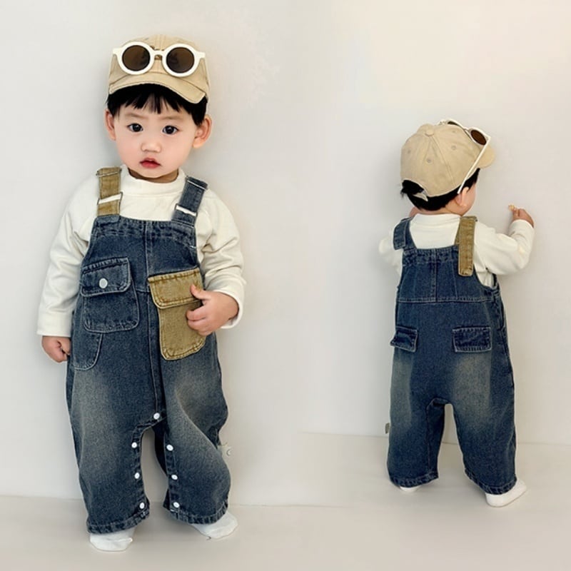 70-110】秋新作デニムサロペットセット ベビー 男の子 カジュアル