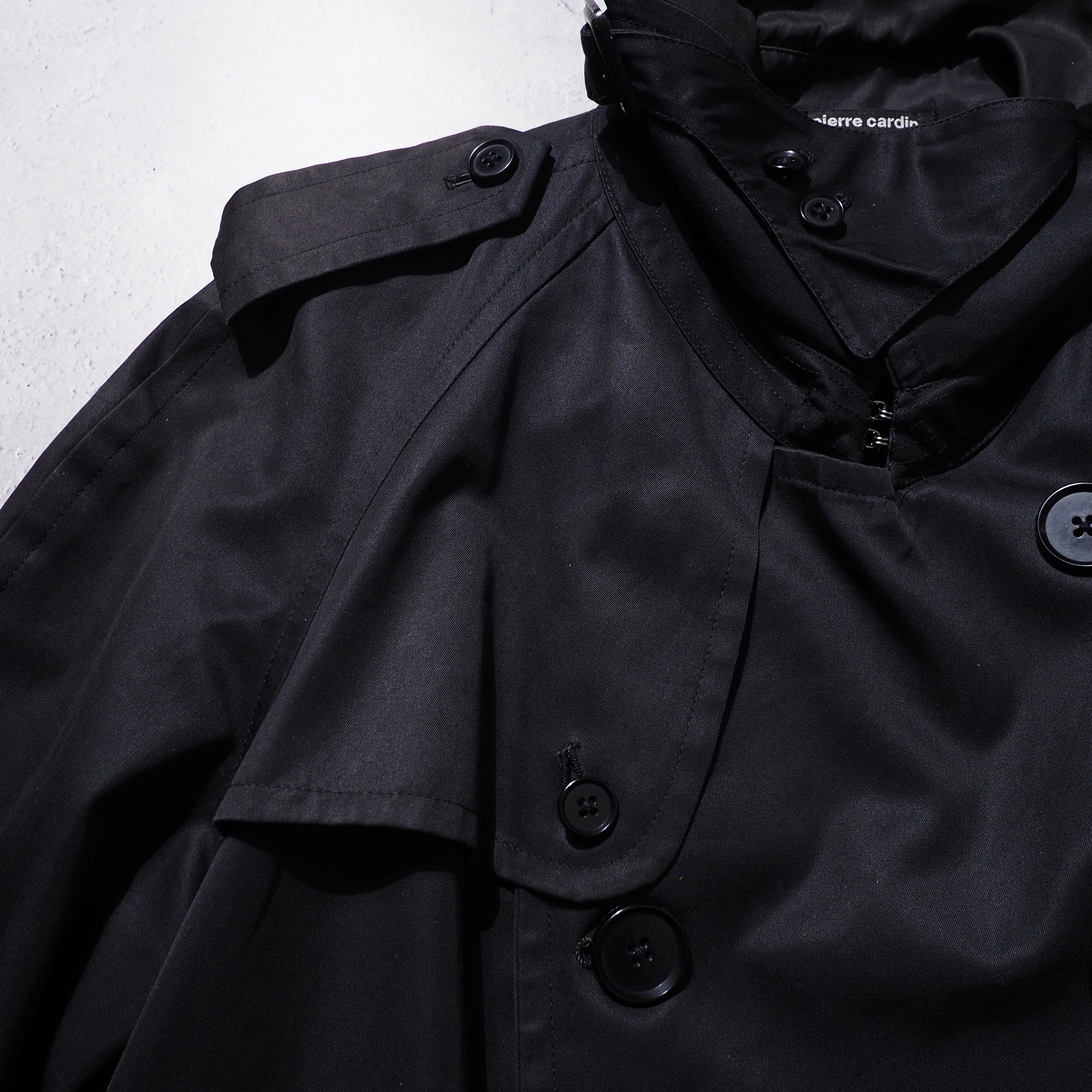 完品 ” Old Pierre cardin ” Beautiful silhouett Black mode vintage trench coat