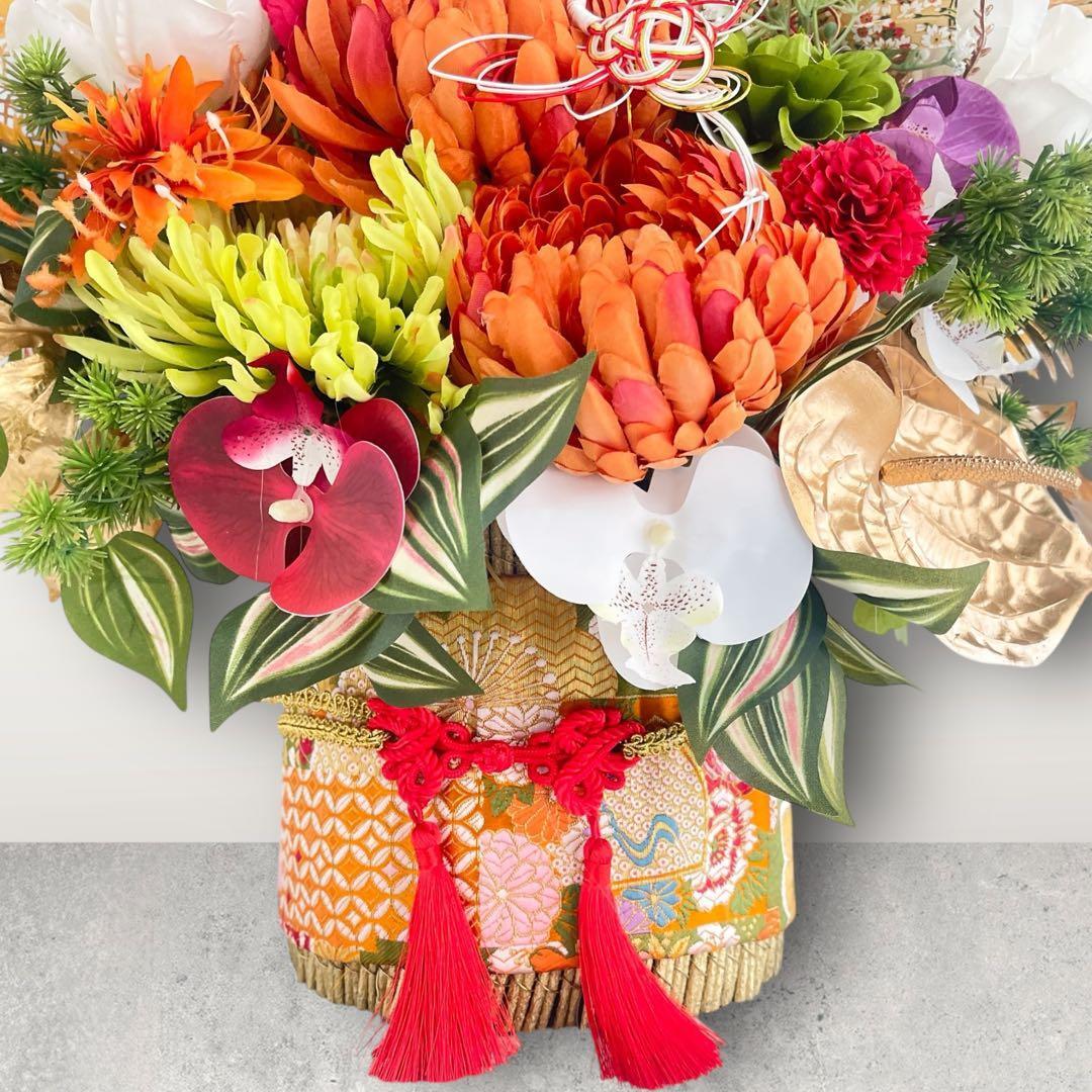 特大サイズ 正月アレンジメント】 扇と松が描く迎春の華｜和モダン