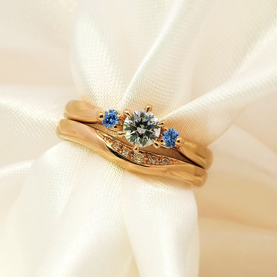 【K10ゴールド エンゲージリング 婚約指輪】K10 YG PG WG 天然ダイヤモンド モアサナイト 婚約指輪 エンゲージリング シリーズ008