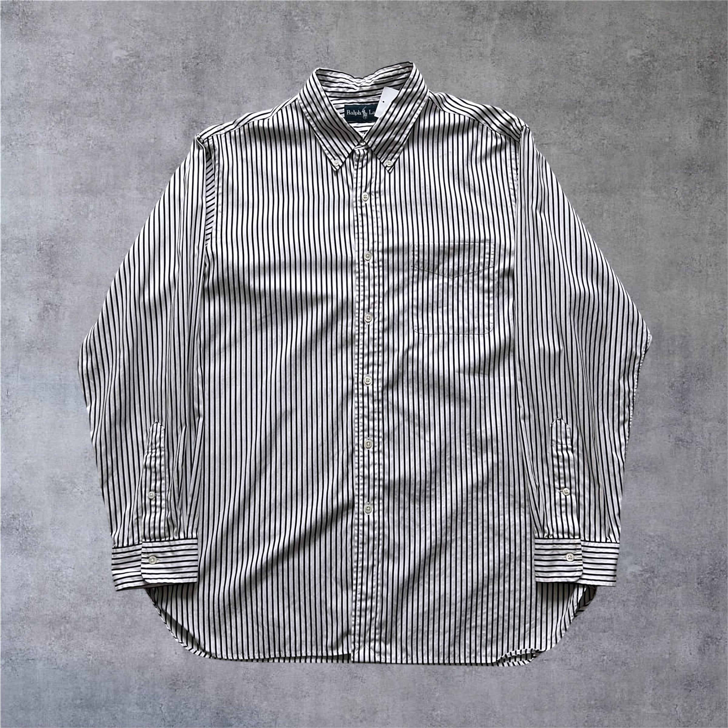 Rare!! 1990s Ralph Lauren Black/White L/S Stripe Shirt【高円寺店】