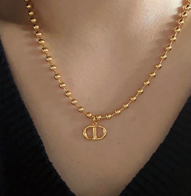 18k initial CD dot chain necklace【 2color 】No. N023