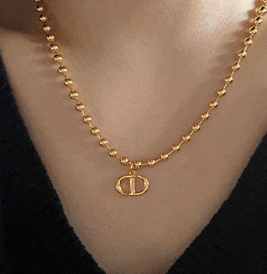 18k initial CD dot chain necklace【 2color 】
