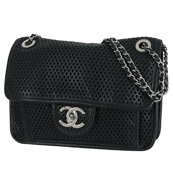 Used CHANEL シャネル チェーンショルダーバッグ フレンチリビエラ23 カーフレザー ブラック チェーンバッグ 美品