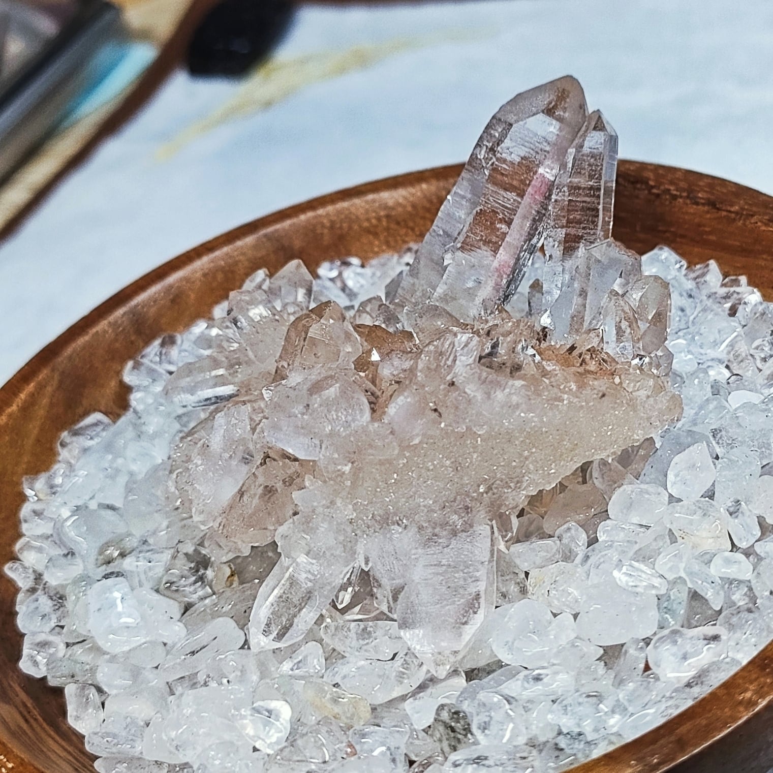 最高品質 天然 ヒマラヤ ピンクマニカラン 水晶 クラスター マニカラン