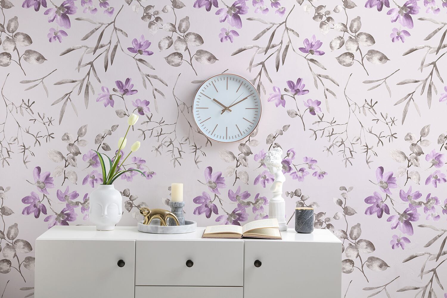 【特急取り寄せ】グレー×バイオレットモーヴ フラワー FL1-775101MT