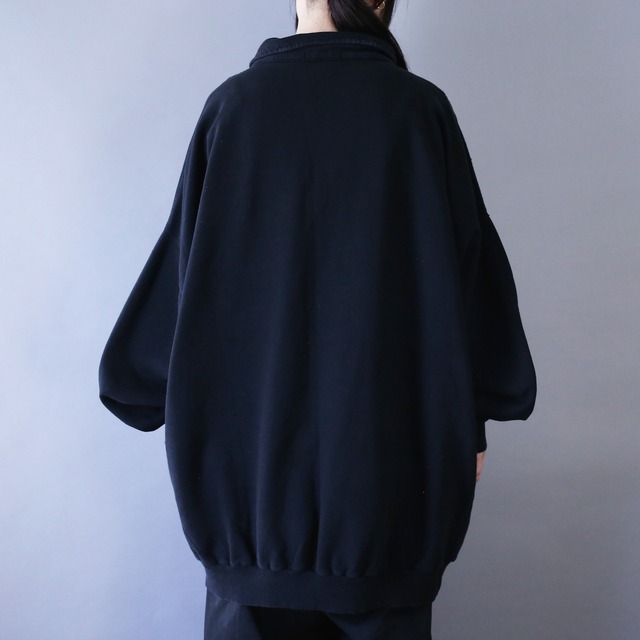 "刺繍" one point logo super over silhouette half-zip sweat pullover