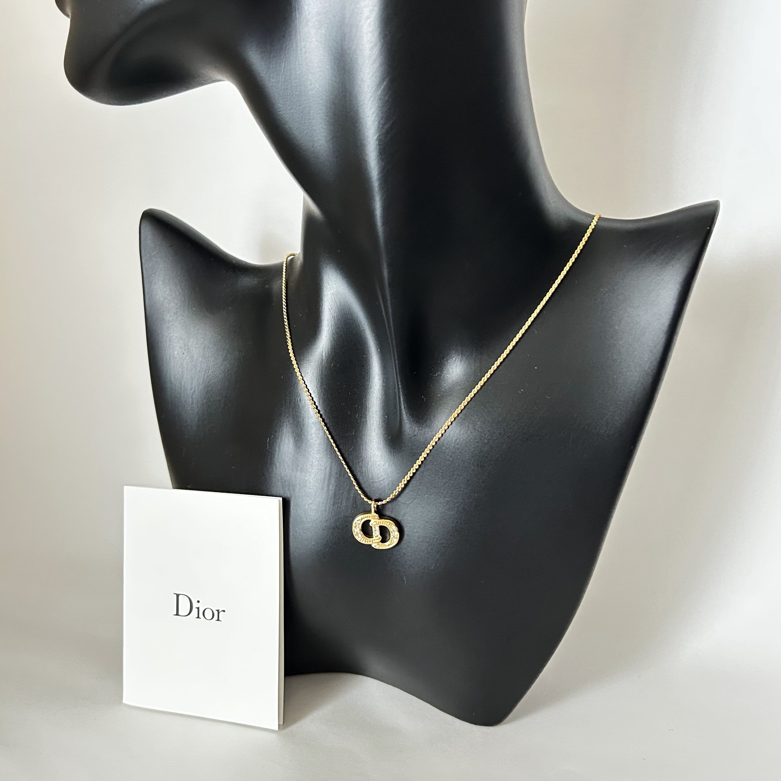 N8003】Christian Dior CD logo rhinestone necklace/クリスチャン