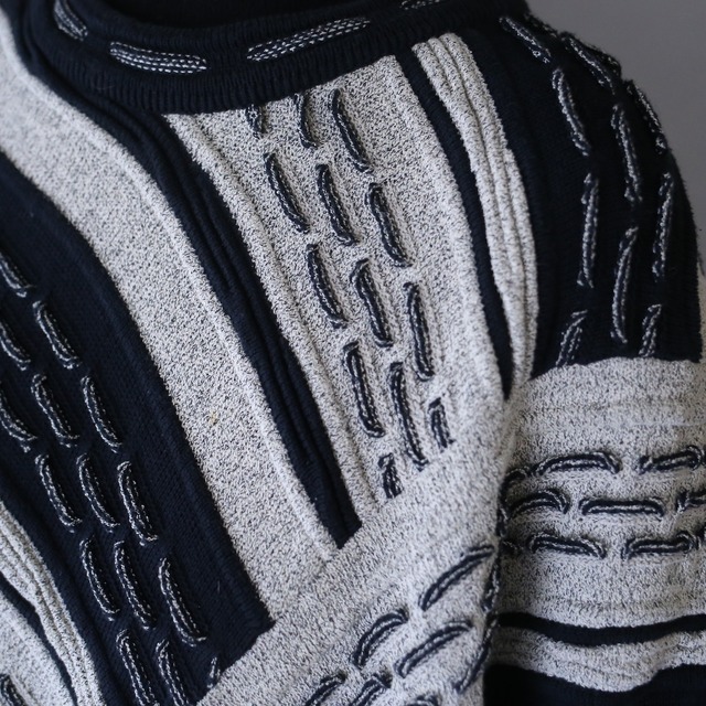 3D knitting monotone coloring design super over silhouette special knit