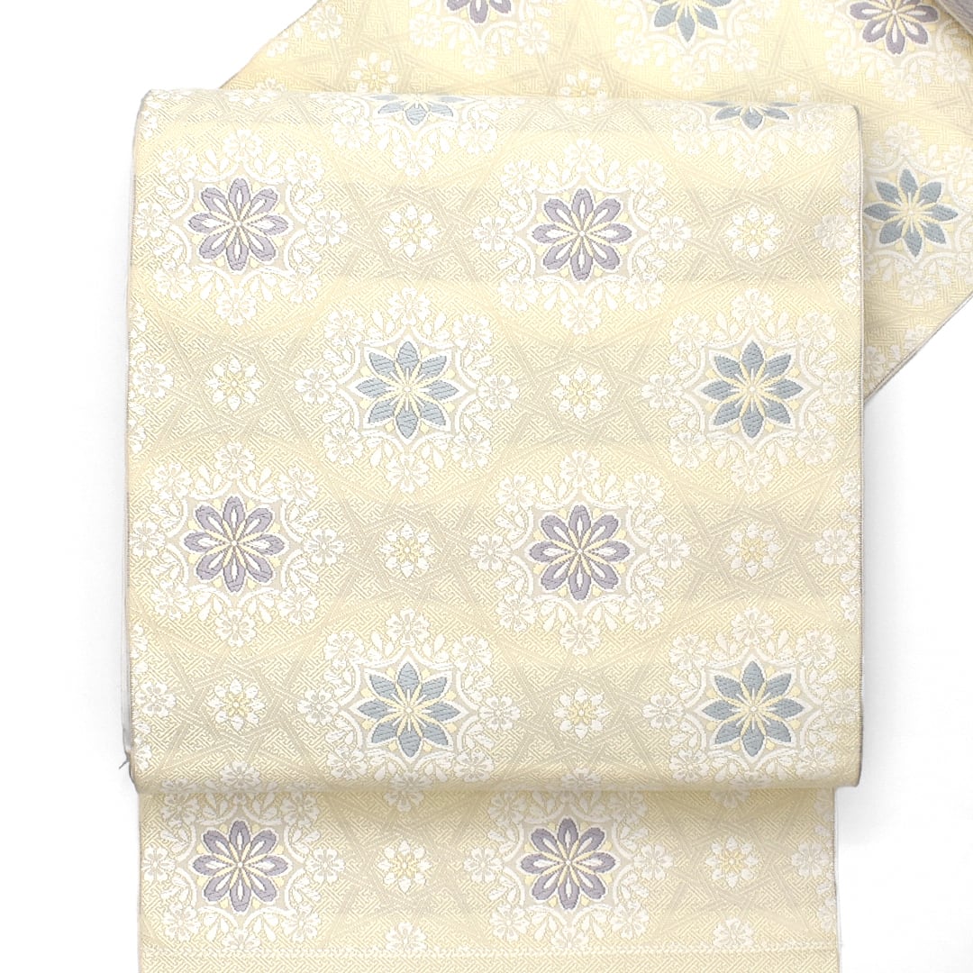 名古屋帯]博多織 名門 西村織物 謹製 伝統工芸士 作 捩り織 網捩り段