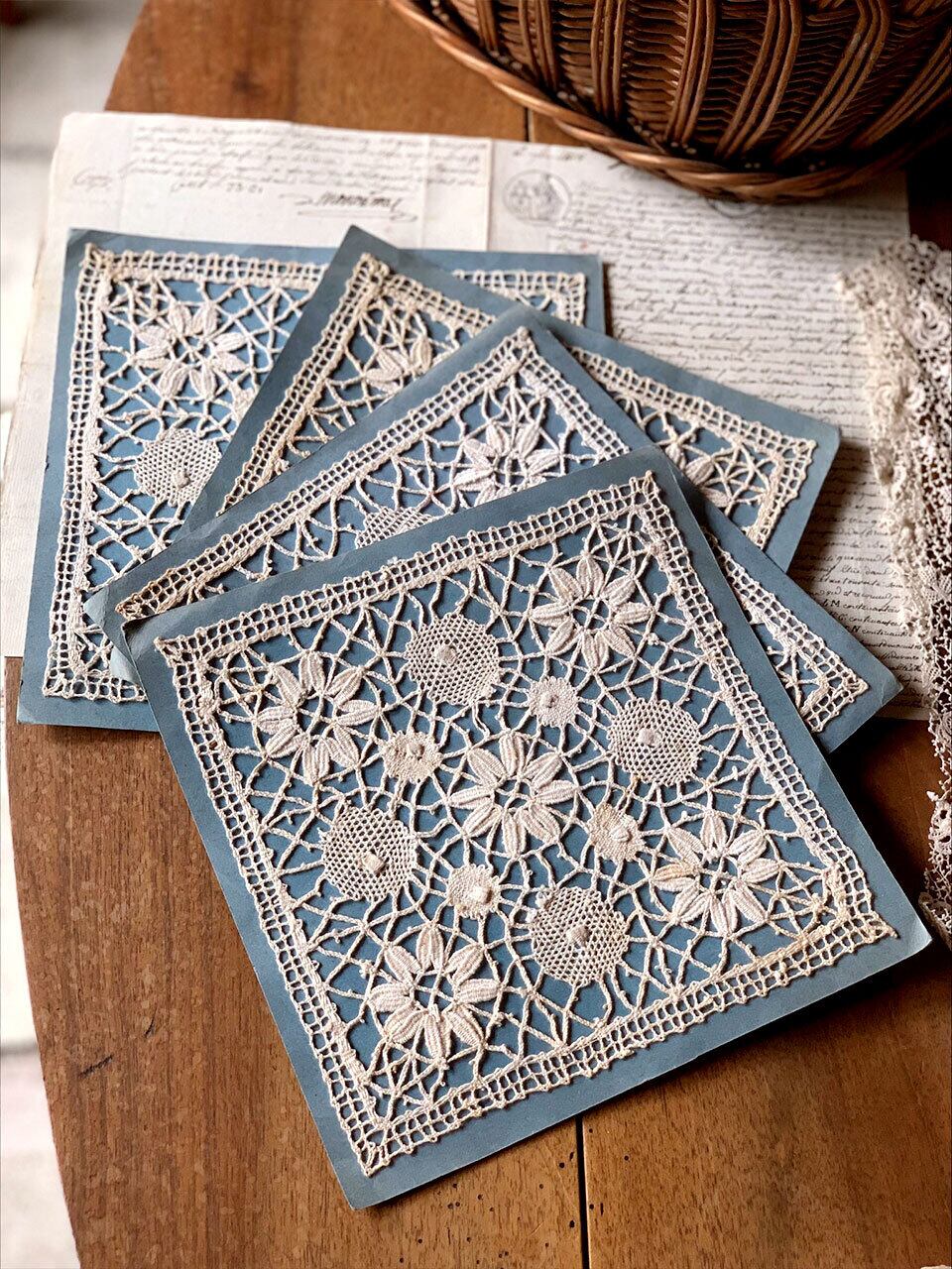 フランス アンティークレース.モチーフ色々セット フランスアンティーク レースモチーフ 三角形 4枚セット