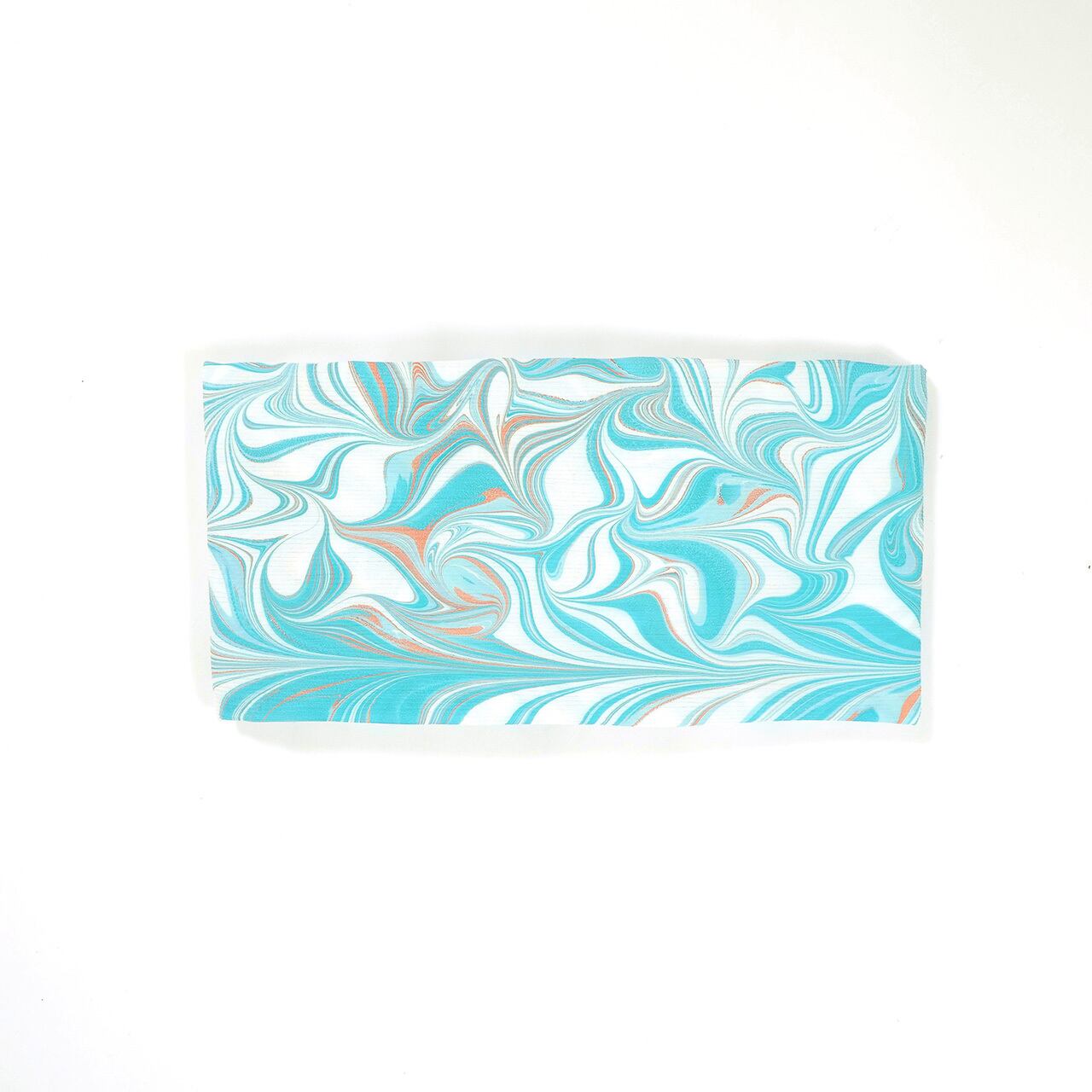 ❤︎リバーシブル半幅帯 ハート墨流し［ Blue×orange 矢羽］ | Marble+