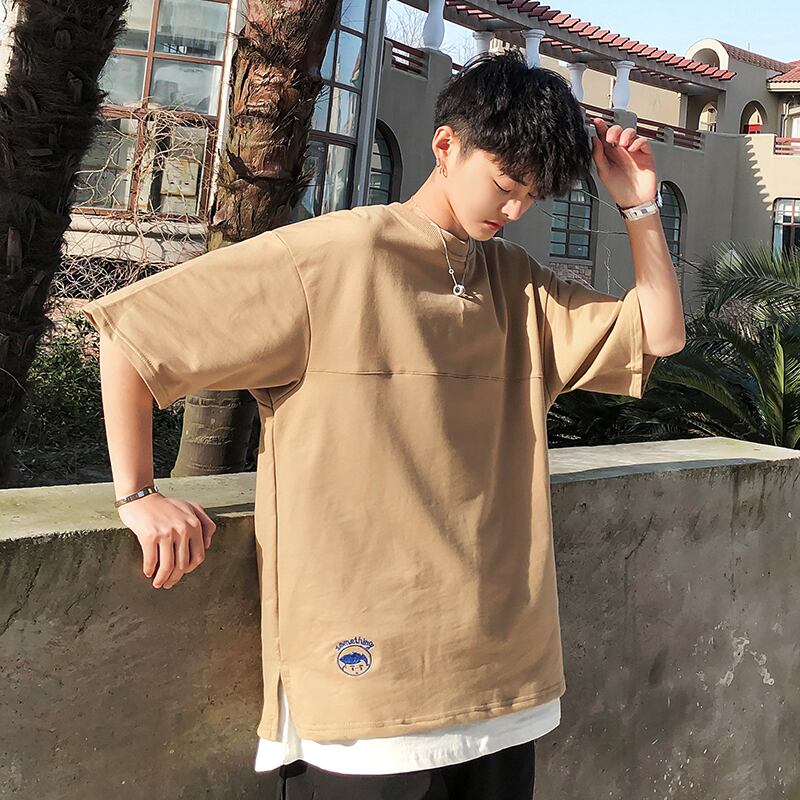 全3色 Tシャツ カットソー 重ね着風 カジュアル おしゃれ