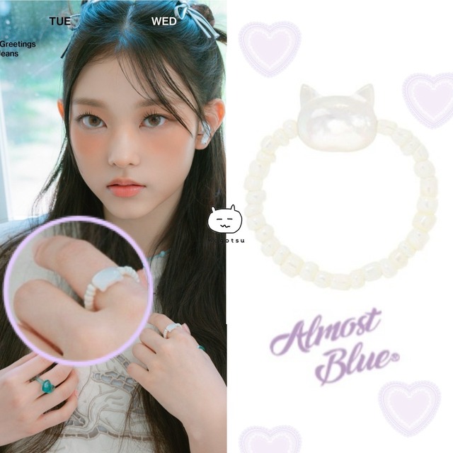 ★New Jeans ヘリン 着用！！【Almostblue】KITTY PEARL RING