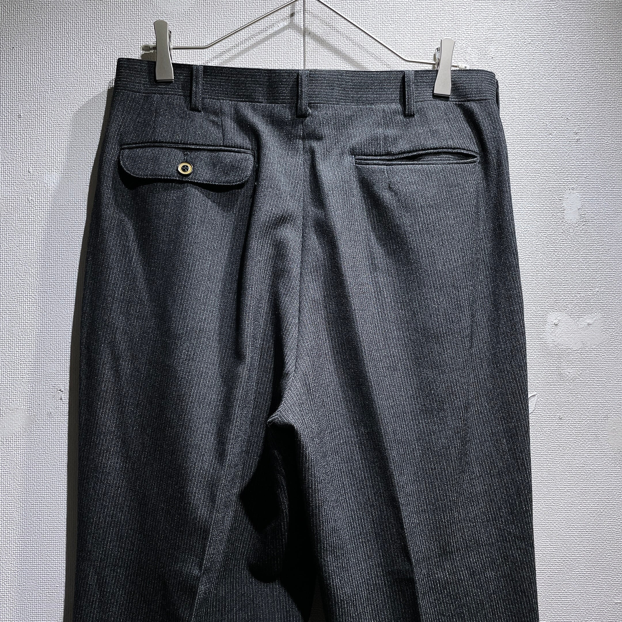 1990s Beautiful silhouette Stripe two tuck vintage Slacks pants