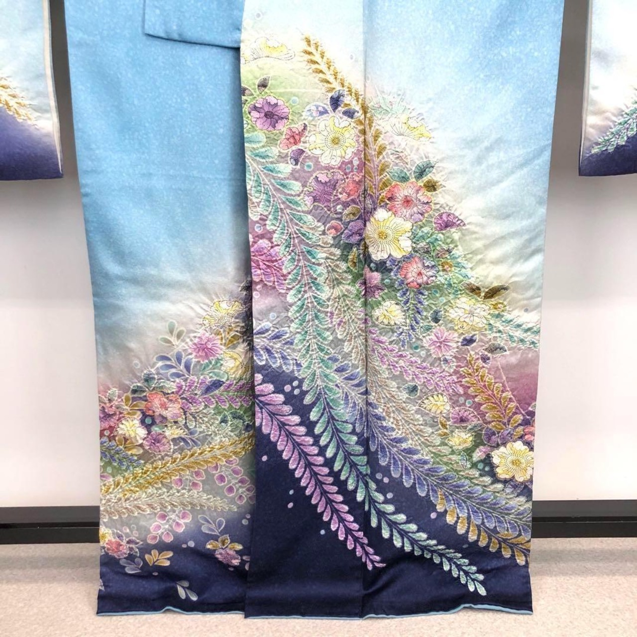 振袖 作家物 美しい辻が花絞り ガード加工 水縹色 トールサイズ K-3417  