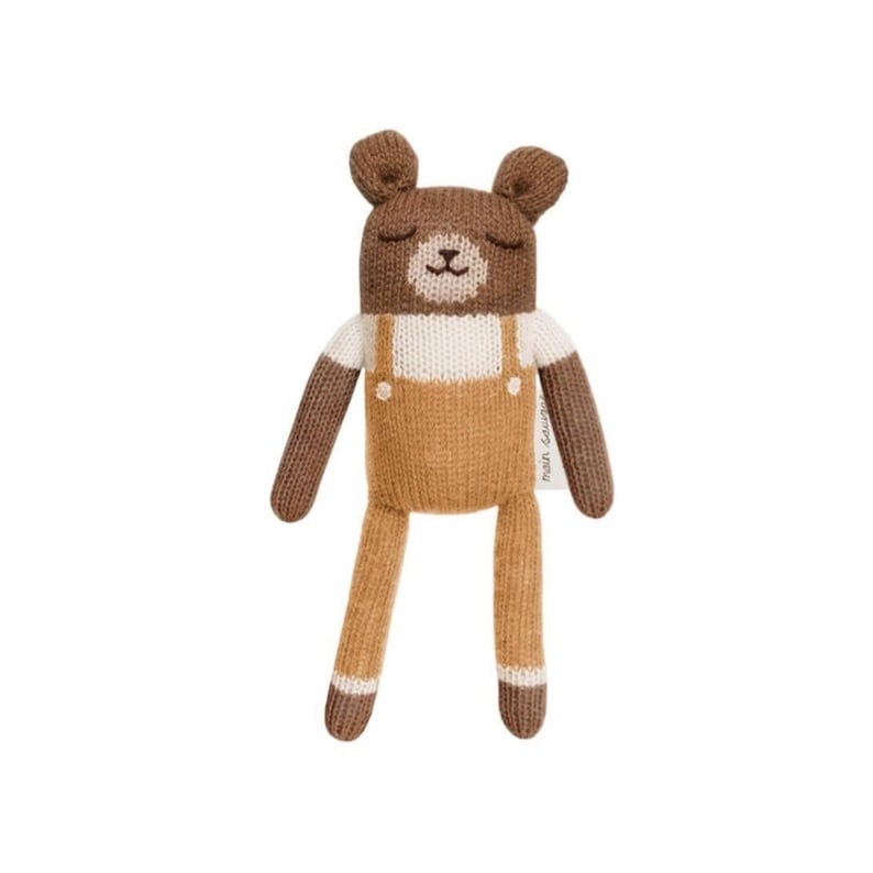 Main Sauvage / teddy knit toy / ochre overalls | monchou