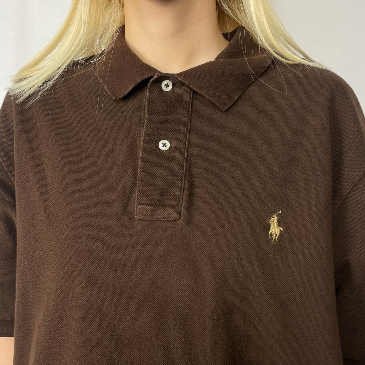 Polo Ralph Lauren ブラウン長袖ポロシャツ Mサイズ Polo Ralph Lauren ポロ ラルフローレン 鹿の子 ポロシャツ メンズL