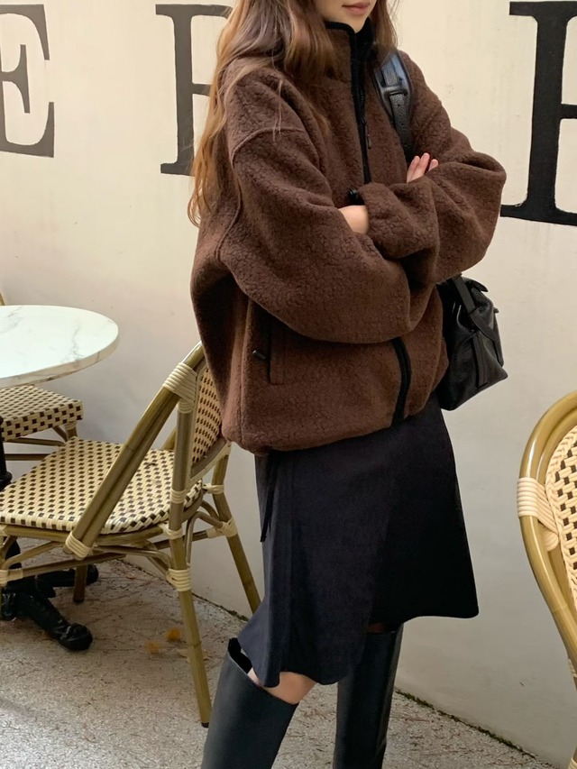 (予約) verveine / Fine-wool tumble zip-up 3color