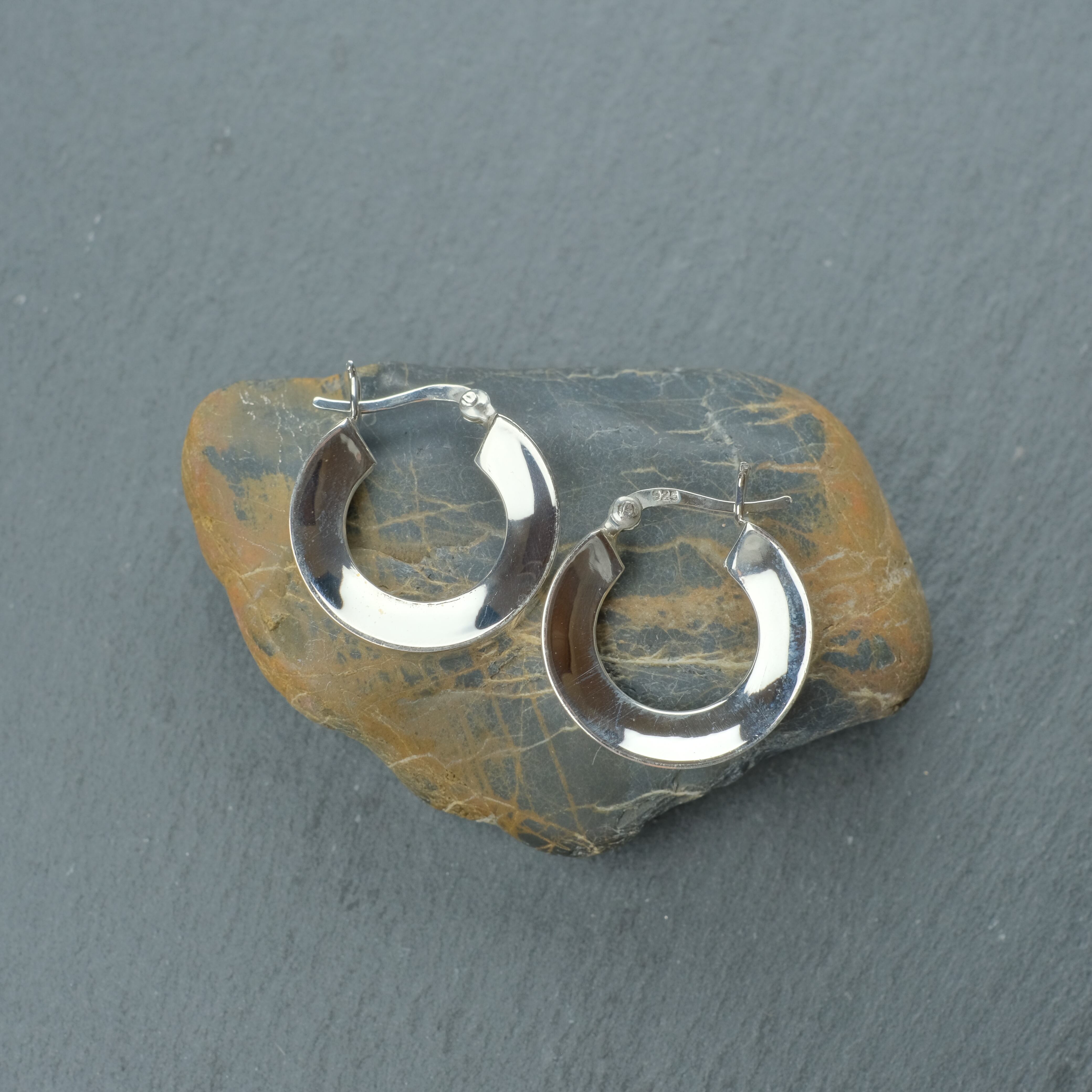 シルバー925 Silver 逆甲丸フープピアス/軽研磨仕上げ/両耳