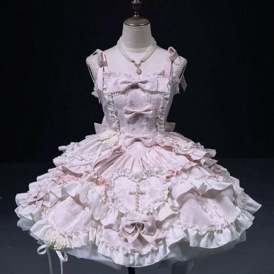 プリンセス ホルターネックドレス 甘ロリ レイヤードスカート フリル