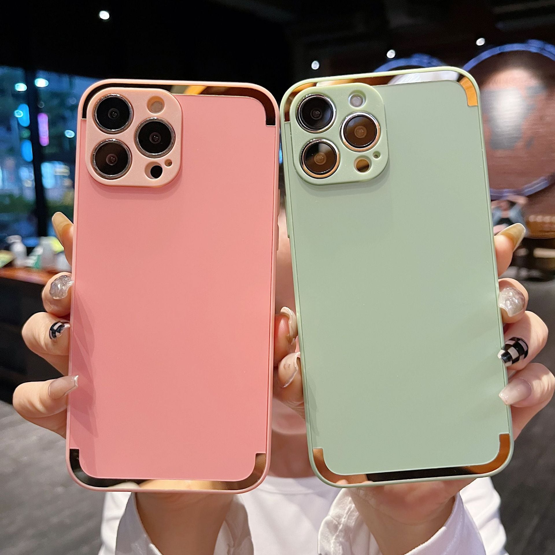 【iPhone15シリーズ対応】ゴールドフレームがアクセント◎7色から選べる おしゃれ カラーケース カメラ保護 高級感 メタルフレーム シンプル スマホケース 7color ND-15336