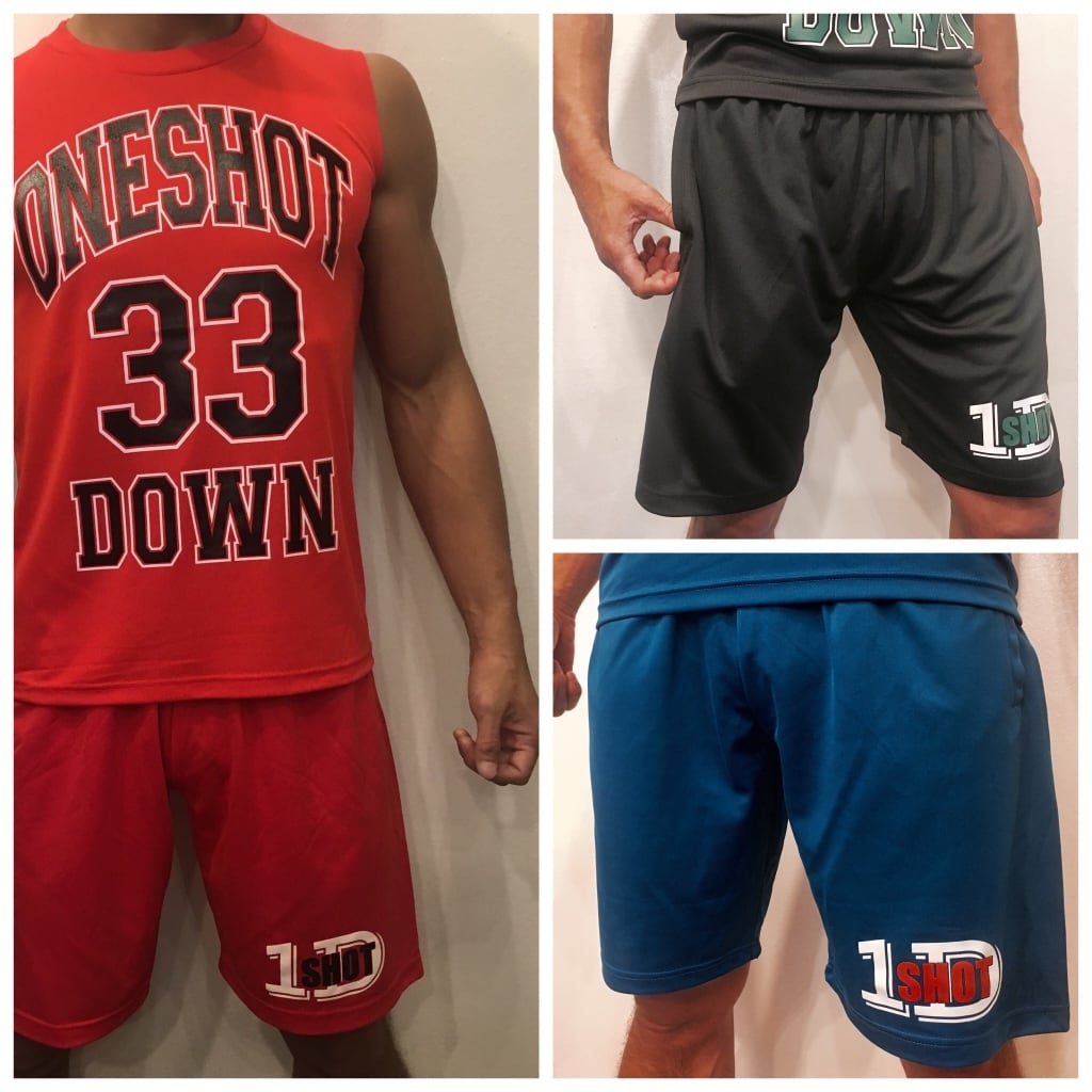 ONESHOTDOWN ナンバー33デザイン ドライハーフパンツ （ロゴ2カラー