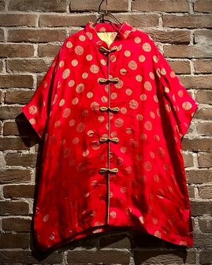 【Caka act3】Vivid Red Vintage Loose S/S China Shirt