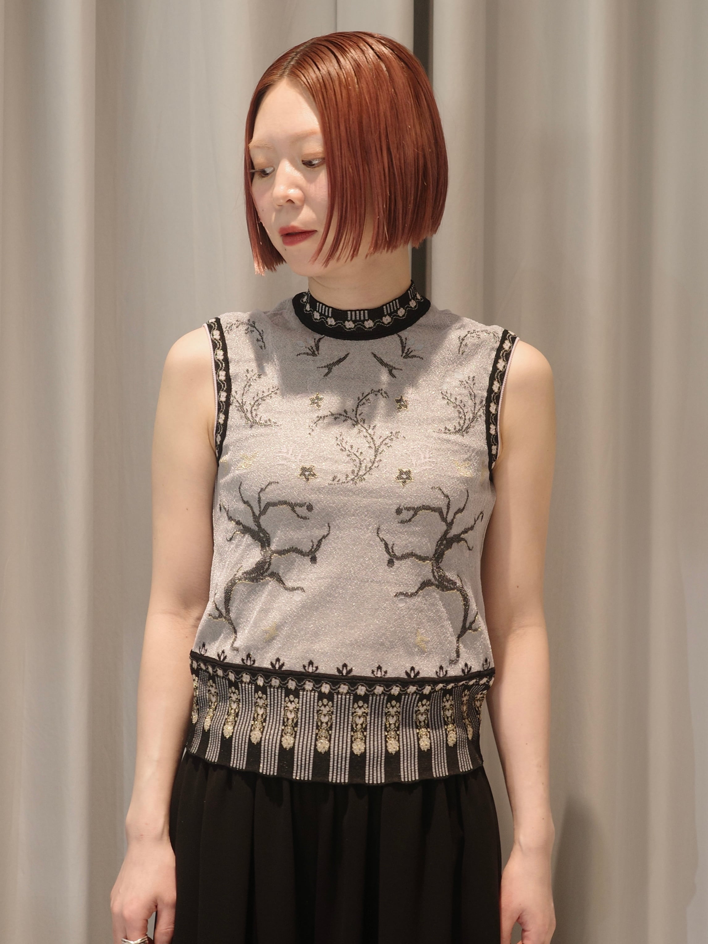 （週末限定セール）Mame Kurogouchi 刺繍ノースリーブトップス mame mame kurogouchi マメ クロゴウチ 21SS lace flap レースフラップ