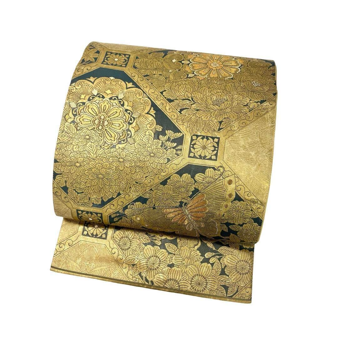 袋帯 抽象織模様 金通し 金色 グラデーション O-4587 