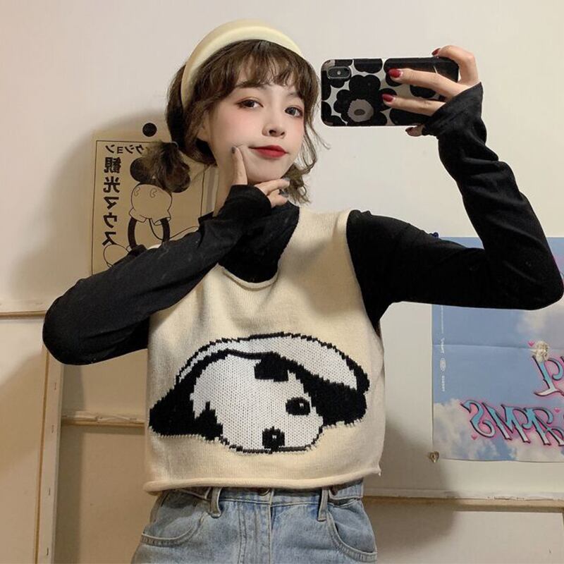 ショートオータムセーター レディーススプリングルーズニットトップス 春物 秋物 萌量不足33589778737