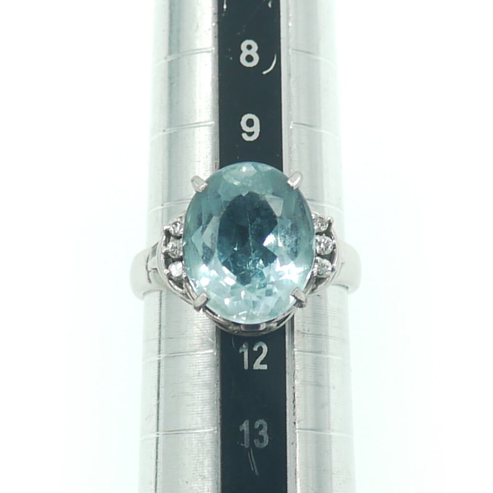 Pt900 トパーズ ダイヤモンド デザインリング プラチナ 指輪 10号 