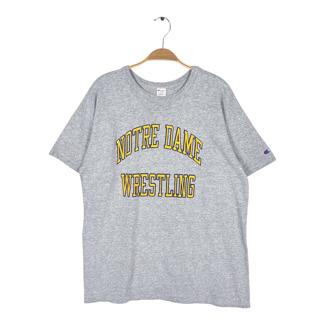 80s チャンピオン トリコタグ USA製 ヴィンテージ Tシャツ 88/12 ノートルダム カレッジ 袖シングル NOTRE DAME CHAMPION サイズXL 古着 BD0060