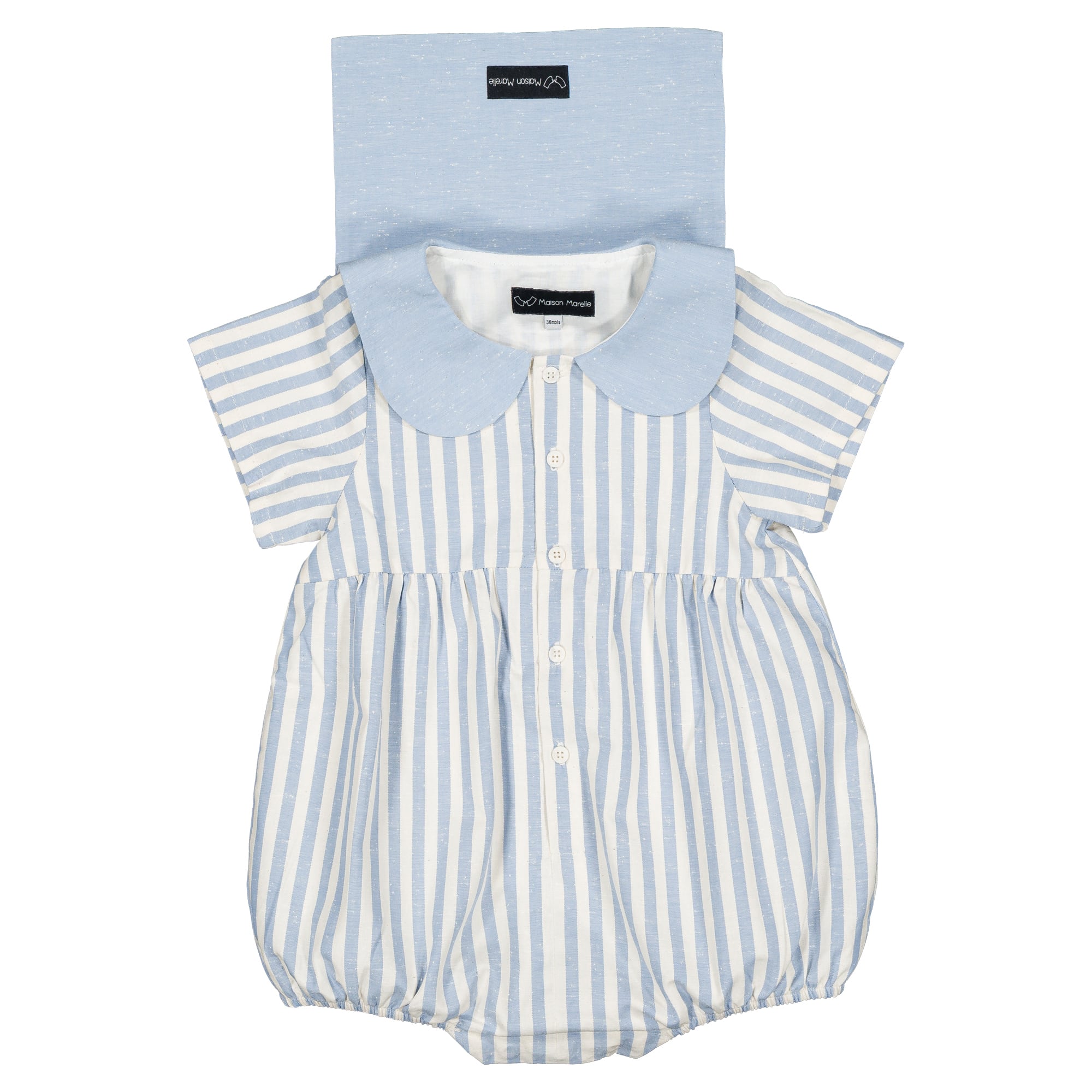 予約【Maison Marelle】Romper BAC- blue stripes / 6月上旬以降入荷