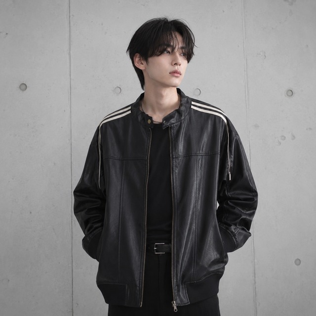 Fake line leather jacket 0010