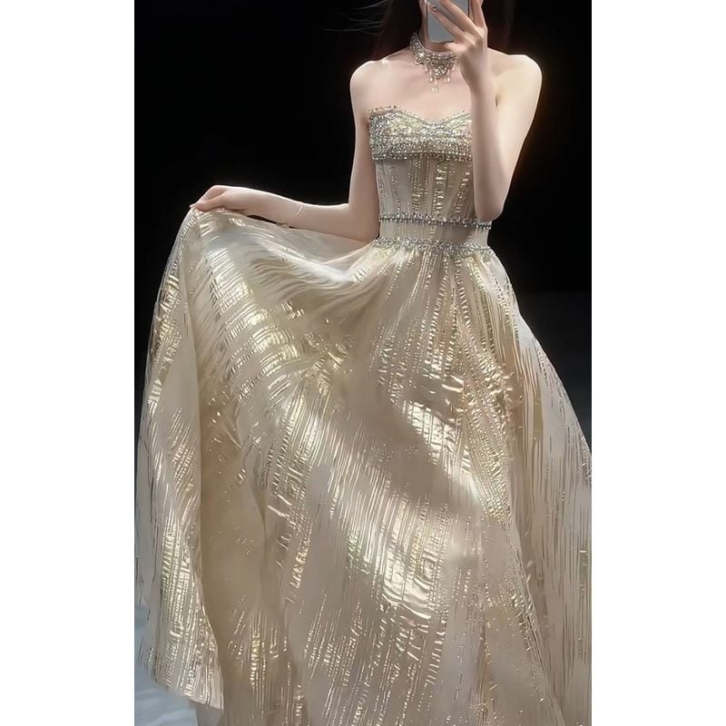 ベアトップビジュードレス ビジュー装飾ベアトップドレス D1510 | 演奏会・ステージ・パーティー