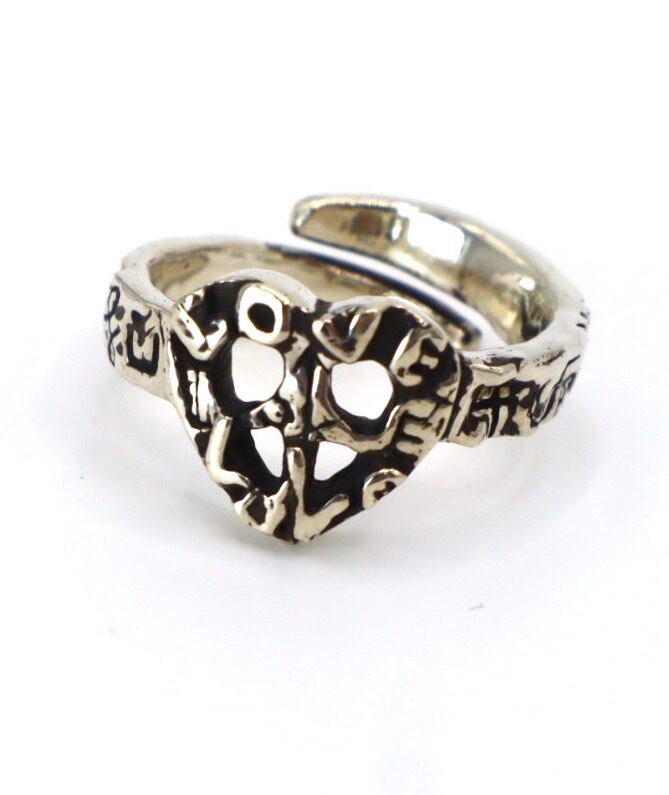 3 LOVE HEART PEACE RING【 R X 113】ピースマーク ハート