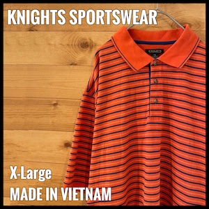 【KNIGHTS SPORTSWEAR】ビッグサイズ ポロシャツ XL ボーダー オレンジ US古着 アメリカ古着