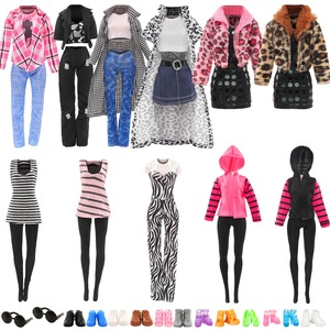 【特価処分】30cmドール用服 人形用ドレス 17 セット＝2枚服セット + 3枚ドレスセット+10足靴 +2 個メガネ 1/6人形適用