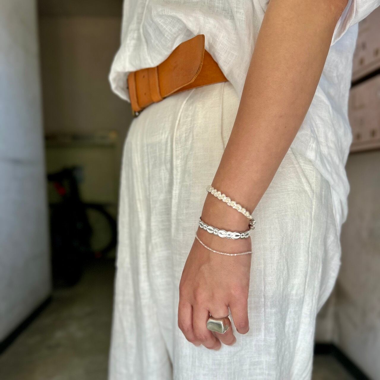 Flower & Leaf Silver Bangle | Aonoha by Crony Club