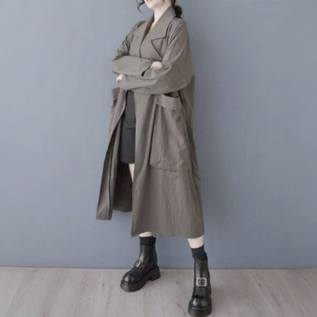 Long silhouette trench coat【2color】 C1240