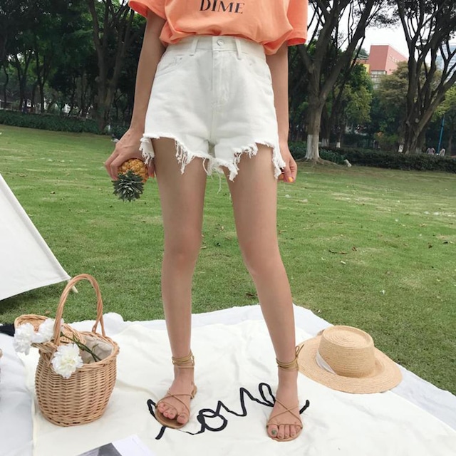 送料無料 夏の女性のウエスト生エッジノッチ付きホワイトデニムショーツ女性ワイドレッグパンツルーズシンショーツ学生ホットパンツ サマー 夏物 ブルマー ワイドパンツ Ae 女性の為の通販サイト Fashion Navi