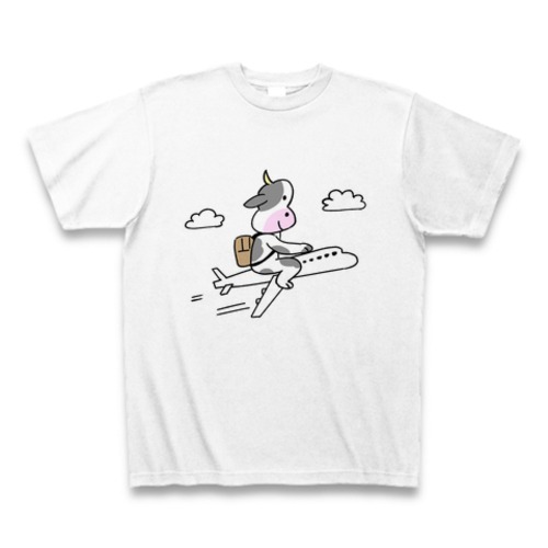 飛行機に乗る牛Tシャツ