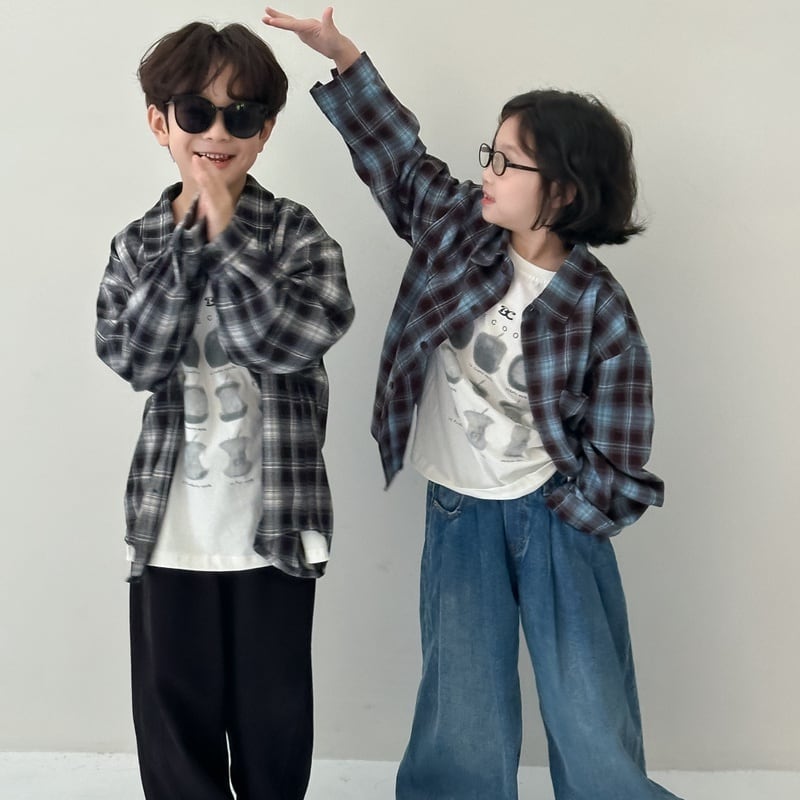 【KID】秋新作 チェック柄シャツ