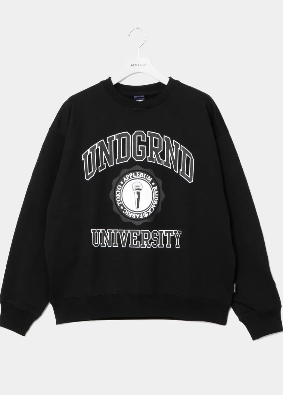 APPLEBUM】アップルバム “UNDERGROUND UNIVERSITY” CREW SWEAT (BLACK