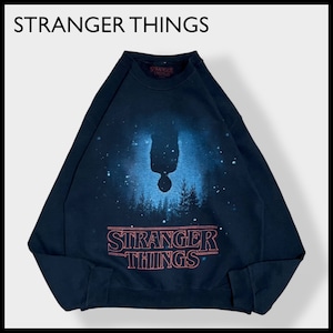 【STRANGER THINGS】ストレンジャーシングス Netflix オフィシャル プリント スウェットトレーナー プルオーバー 黒 SF 海外ドラマ ネトフリ M US古着