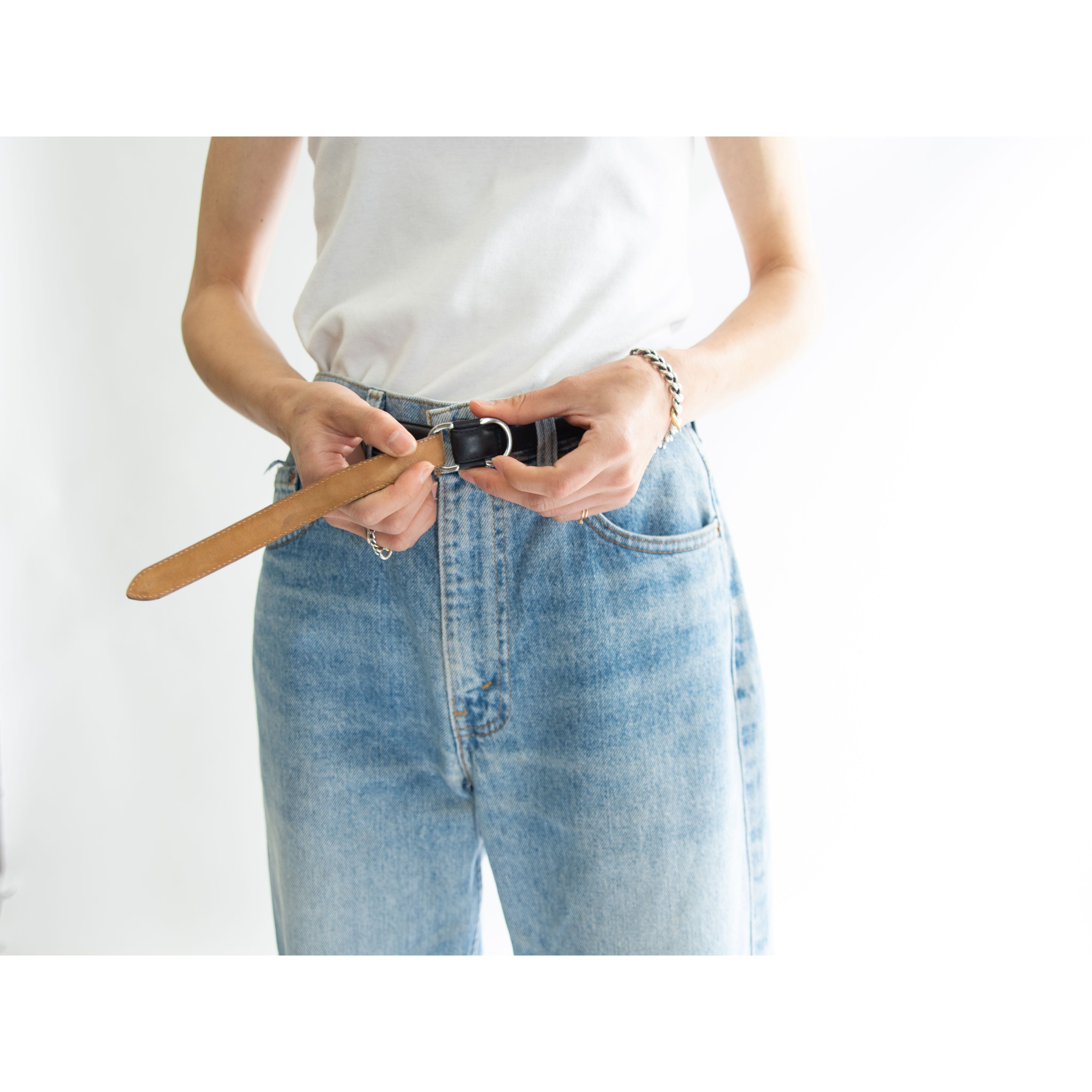 【Talbots】Made in Italy buckle leather belt(タルボット イタリア製 バックルレザーベルト M)11d