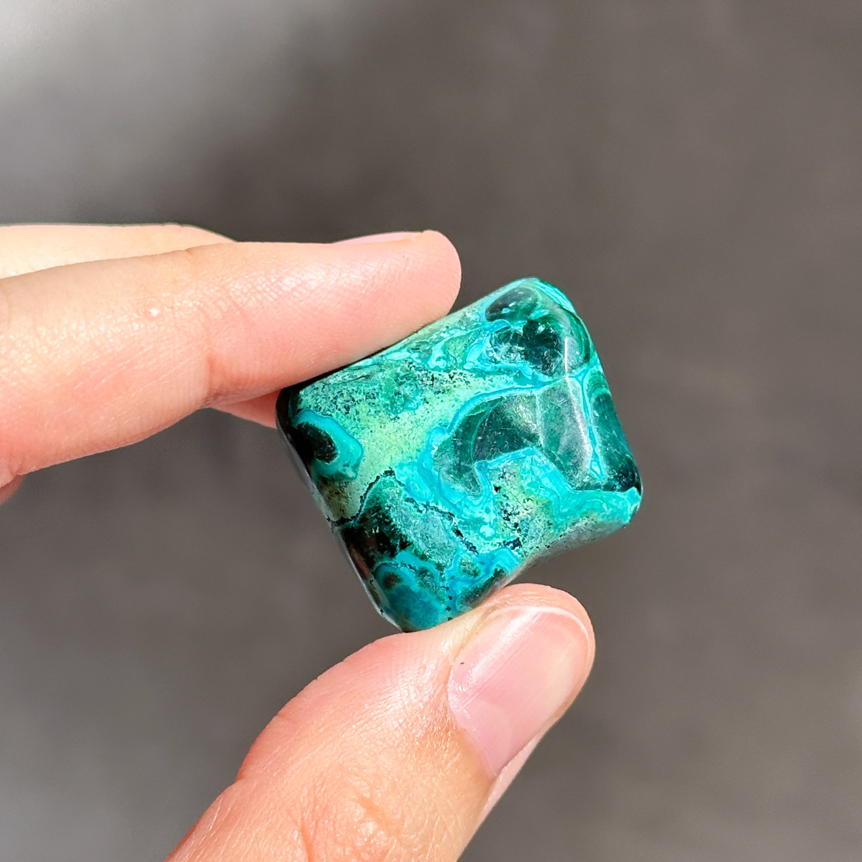 マラカイト with クリソコラ（マラコラ） タンブル31◇ Malachite with