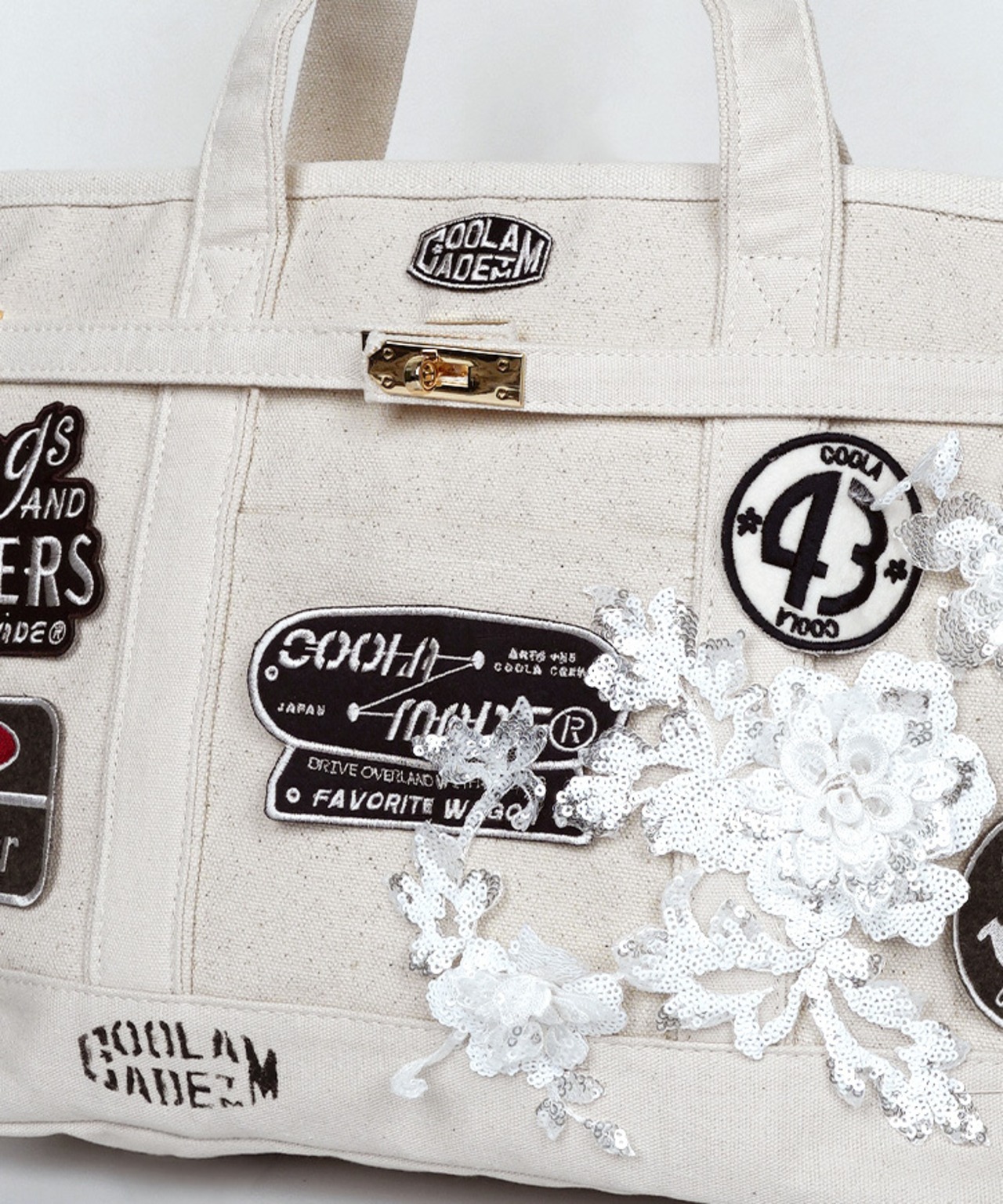 【直営限定ITEM】マルチワッペンターンロックトートバッグ TYPE-D (IVORY)　CQ-48515H